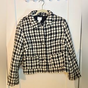 H&M Black & White Houndstooth Cropped Blazer & Shorts Set